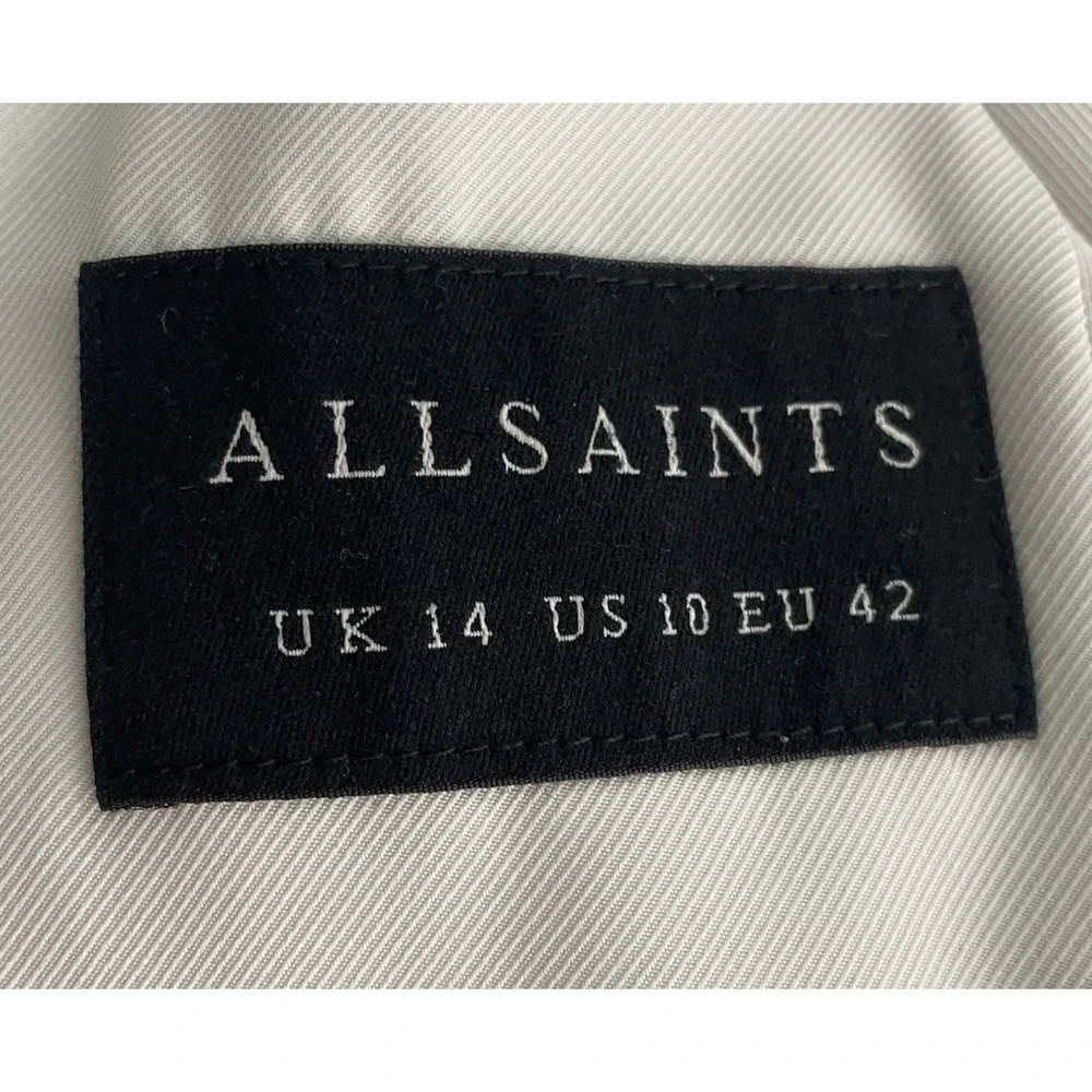 ALLSAINTS Aleida Tri Blazer Blue Gray Longline‎ Open Size 10